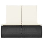 vidaXL Chaise longue double avec coussins noir résine tressée