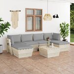 vidaXL Salon de jardin palette 7 Pièces avec coussins bois d'épicéa
