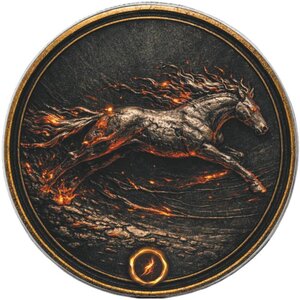 Pièce de monnaie en Argent 1 Dollar g 31.1 (1 oz) Millésime 2026 Five Horses Of Fire MOMENTUM (PRÉCOMMANDE)