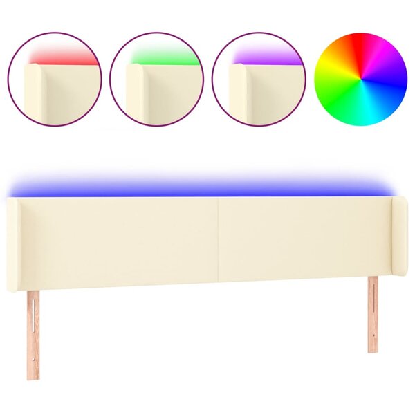 vidaXL Tête de lit à LED Crème 183x16x78/88 cm Similicuir