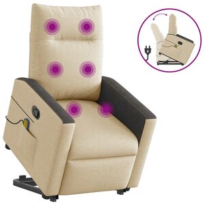 vidaXL Fauteuil inclinable de massage Crème Tissu