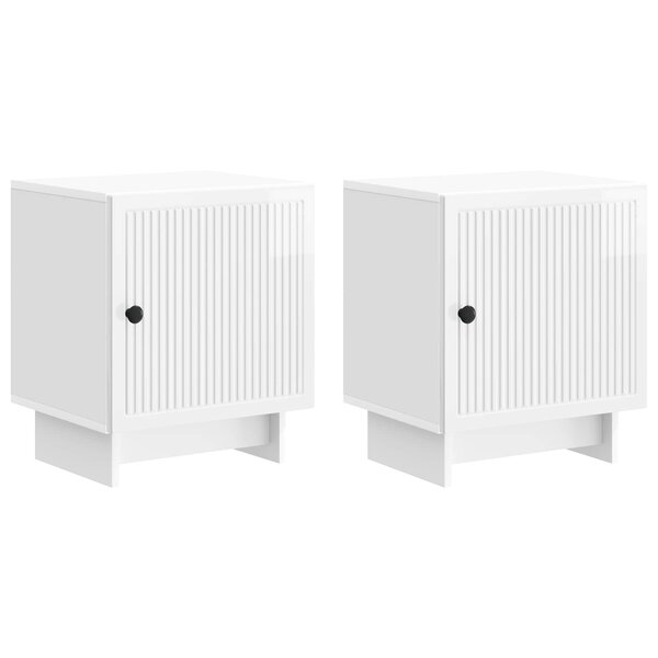 vidaXL Cabinet de chevet 2 Pièces Blanc brillant 43 x 34 5 x 50 cm