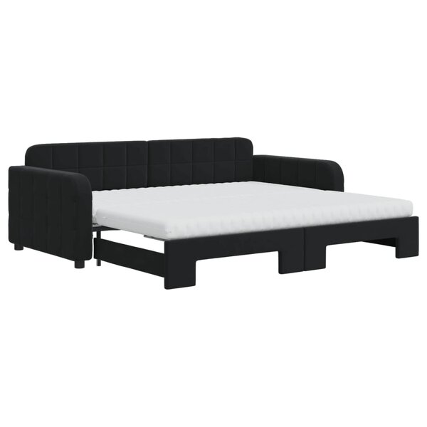 vidaXL Lit de jour avec gigogne et matelas noir 90x190 cm velours