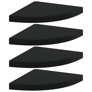 vidaXL Étagères d'angle flottantes 4 Pièces noir 35x35x3 8 cm MDF