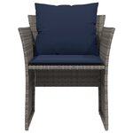 vidaXL Chaise de jardin avec tabouret gris résine tressée