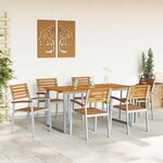 vidaXL Ensemble de salle à manger pour jardin 7 Pièces Gris et marron