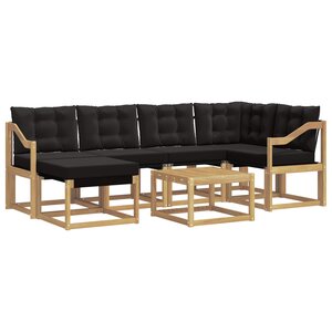 vidaXL Ensemble de canapés d'extérieur 7 Pièces Blanc et noir