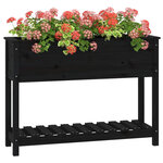 vidaXL Jardinière avec étagère Noir 111 5x34 5x81cm Bois massif de pin