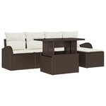 vidaXL Ensemble de Canapé de Jardin de 6 pièces avec Coussins Marron en Rattan