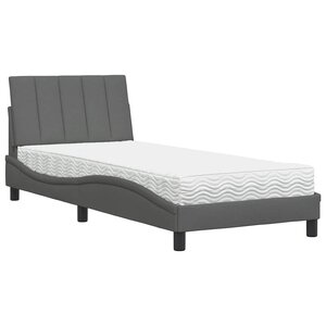 vidaXL Lit avec matelas Hanko gris foncé 80x200 cm tissu