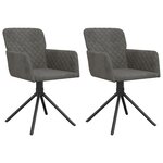 vidaXL Chaises pivotantes à manger lot de 2 Gris foncé Velours