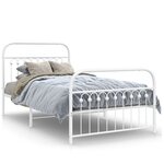 vidaXL Cadre de lit métal sans matelas et pied de lit blanc 100x200 cm