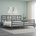 vidaXL Cadre de lit sans matelas gris 200x200 cm bois massif