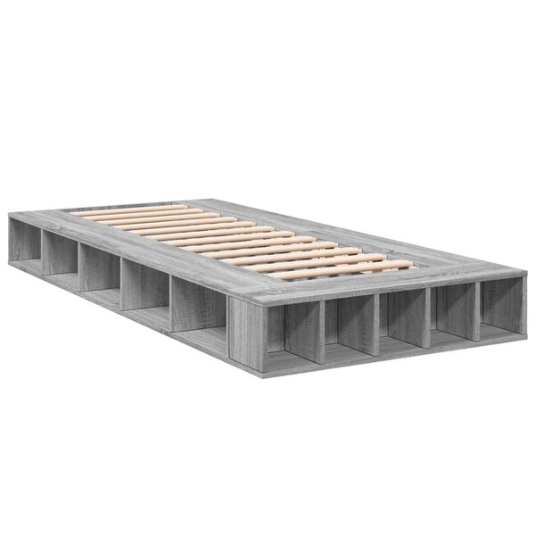 vidaXL Cadre de lit sonoma gris 75x190 cm bois d'ingénierie