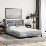 vidaXL Cadre de lit avec LED sans matelas gris clair 140x190 cm tissu
