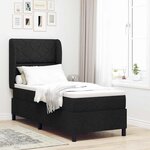 vidaXL Lit à ressorts avec matelas - Noir - 80x200 cm - Tissu