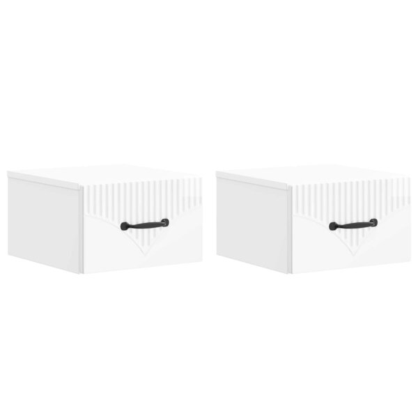 vidaXL Cabinet de chevet mural 2 Pièces Blanc brillant 34 5 x 33 x 20 cm