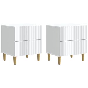 vidaXL Cabinet de chevet avec tiroir 2 Pièces Blanc 43 x 34 5 x 48 cm