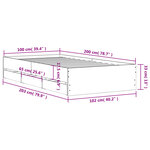 vidaXL Cadre de lit et tiroirs chêne fumé 100x200 cm bois d'ingénierie