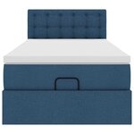 vidaXL Cadre de lit ottoman avec matelas bleu 90x190 cm tissu