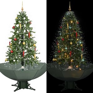 vidaXL Arbre de Noël neigeux avec base de parapluie Vert 170 cm