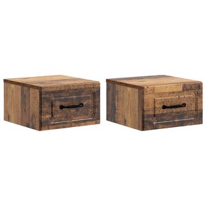vidaXL Cabinet de chevet mural 2 Pièces Bois ancien 34 5 x 33 x 20 cm