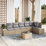vidaXL Set de canapé de jardin 7 pièces avec coussins Noir Rotin Poly
