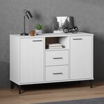 vidaXL Buffet avec pieds en métal Blanc 113x40x77 cm Bois massif OSLO