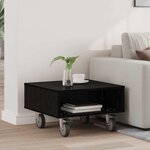 vidaXL Table d'appoint avec roues Chêne noir 50 5 x 50 x 30 cm