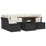 vidaXL Ensemble de salle à manger de jardin 7 pièces avec coussins en poly rotin noir et acacia