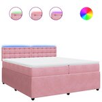 vidaXL Sommier à lattes de lit avec matelas Rose 200x200 cm Velours