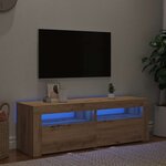 vidaXL Meuble TV avec lumières LED chêne artisanal bois d'ingénierie