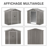 Abri de jardin - remise pour outils - cabanon porte verrouillable - dim. 194L x 110l x 184H cm - tôle d'acier gris