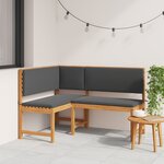 Banc d'angle de jardin vidaXL avec coussins 140x100x91 cm en bois massif d'acacia
