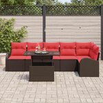 vidaXL Ensemble de canapé de jardin 7 Pièces Marron et rouge polyrotin