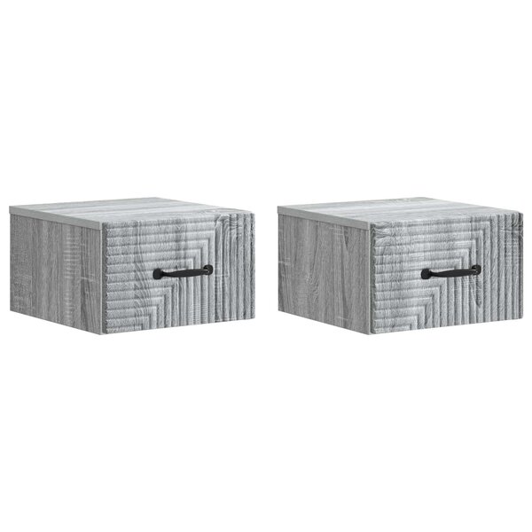 vidaXL Cabinet de chevet mural 2 Pièces Sonoma gris 34 5 x 33 x 20 cm
