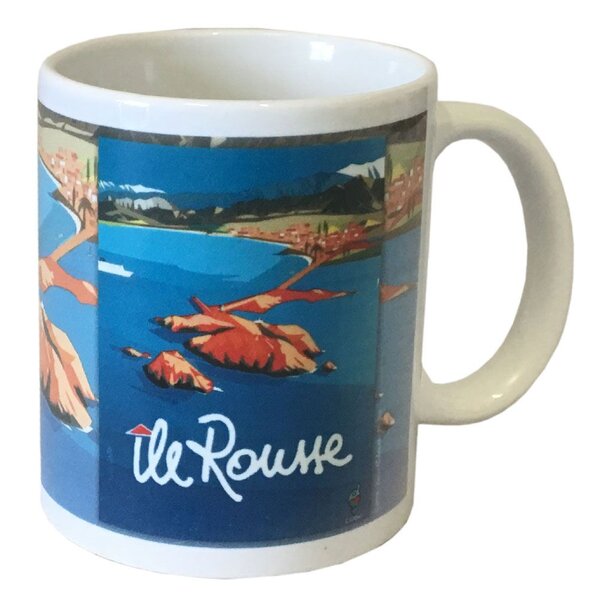 Tasse corse ile rousse en céramique blanche rétro