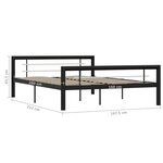 vidaXL Cadre de lit sans matelas noir et blanc métal 160x200 cm