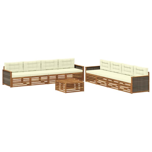 vidaXL Ensemble de canapés d'extérieur 9 pc Naturel et Crème
