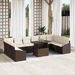 vidaXL Ensemble de canapé de jardin 11 Pièces Marron et crème
