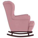 vidaXL Fauteuil à bascule à oreilles en velours rose bois massif