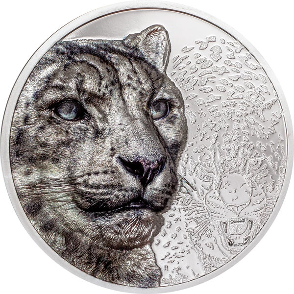Pièce de monnaie en Argent 2000 Togrog g 93.3 (3 oz) Millésime 2024 Wild Mongolia SNOW LEOPARD (PRÉCOMMANDE)