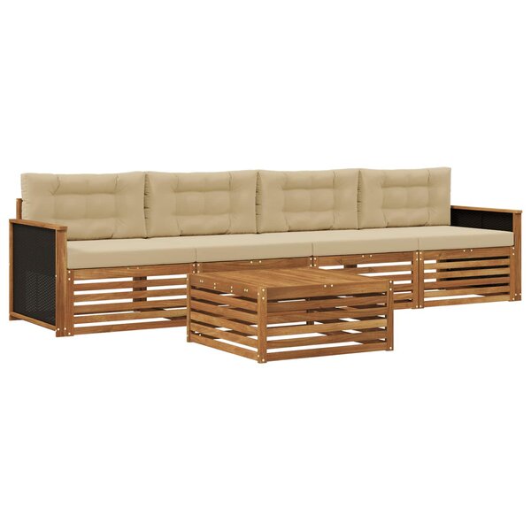 vidaXL Ensemble de canapés d'extérieur 5 pc Naturel et Beige