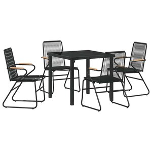 vidaXL Ensemble de salle à manger pour jardin 5 Pièces Noir