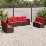 vidaXL Salon de jardin 8 Pièces avec coussins marron résine tressée