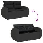 vidaXL Canapé de jardin avec coussins 2 places noir résine tressée