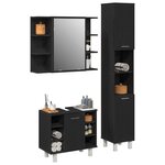 vidaXL Ensemble de mobilier de salle de bain avec étagère 3 Pièces Noir