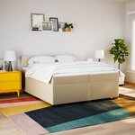 vidaXL Sommier à lattes de lit avec matelas Crème 200x200 cm Tissu