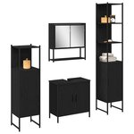 vidaXL Ensemble de mobilier de salle de bain avec étagère 4 Pièces Noir