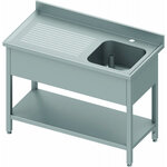 Plonge inox 1 cuve avec etagère - egouttoir gauche ou droit - gamme 600 - stalgast - soudée800x600 700x600x900mm